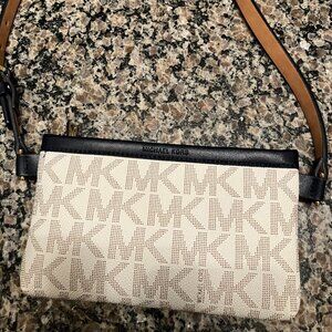 Michael Kors Women’s Black White Signature Logo Small Belt Bag
